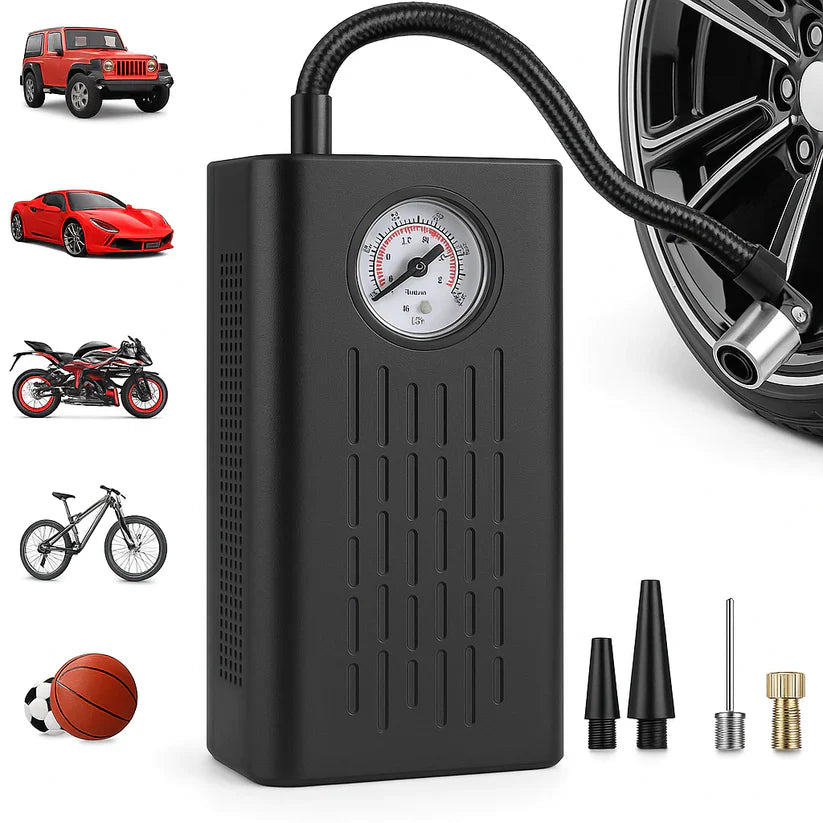 Portable Air Compressor Tire Inflator & Powebank & Torch (All in One)